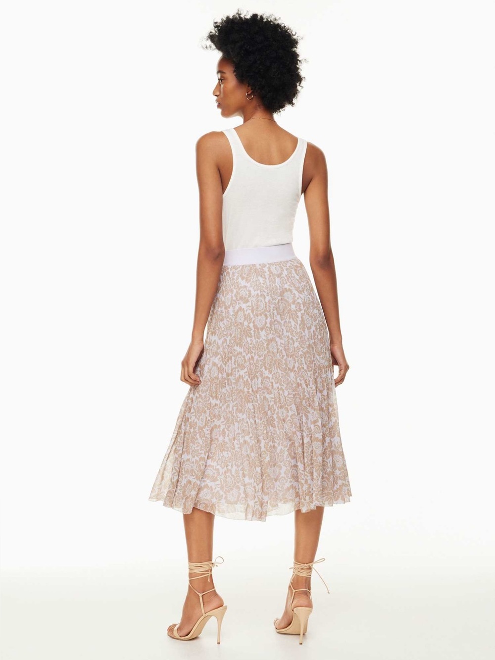 Aritzia Wilfred new twirl pleated skirt floral print lilac tone size XL - Picture 3 of 12